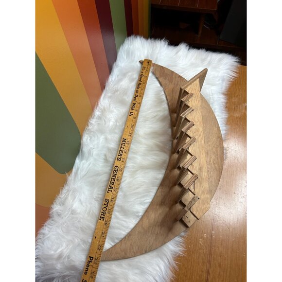 Vintage homemade wooden moon stairs wall hanging shelf - vintage cond. no hooks - Picture 6 of 6